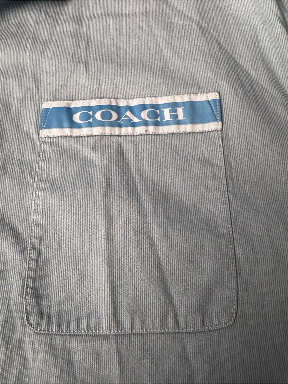 COACH New York Pajama Top Light Blue Stripes Size Small CE346 Sleepwear PJ’s